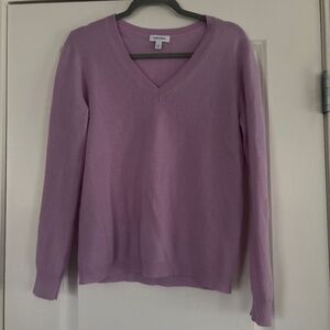 Nordstrom 100% cashmere light pink/purple v neck lightweight sweater size medium